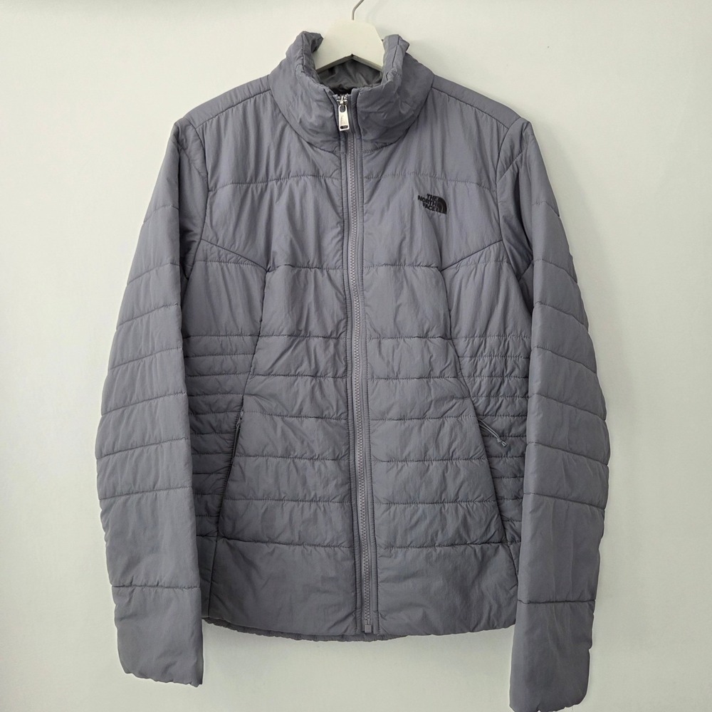 The North Face Puffer Jacket Grey Quilted Full Zip Womens Large